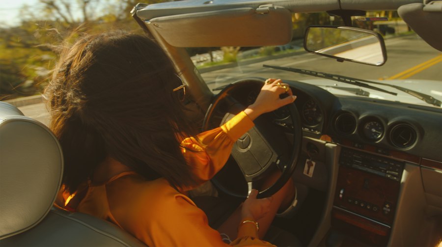 Woman driving her car